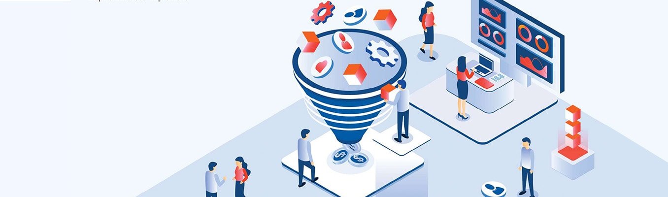 illustration of multiple business people working on a project
