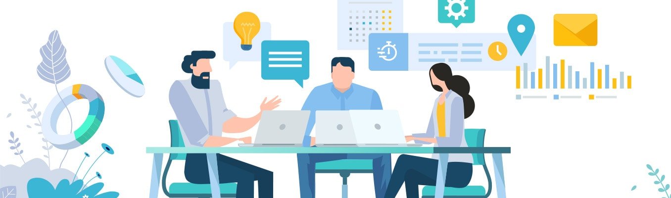 illustration of a business team consulting ideas