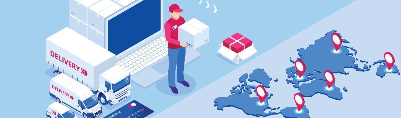 illustration of a delivery man holding a package