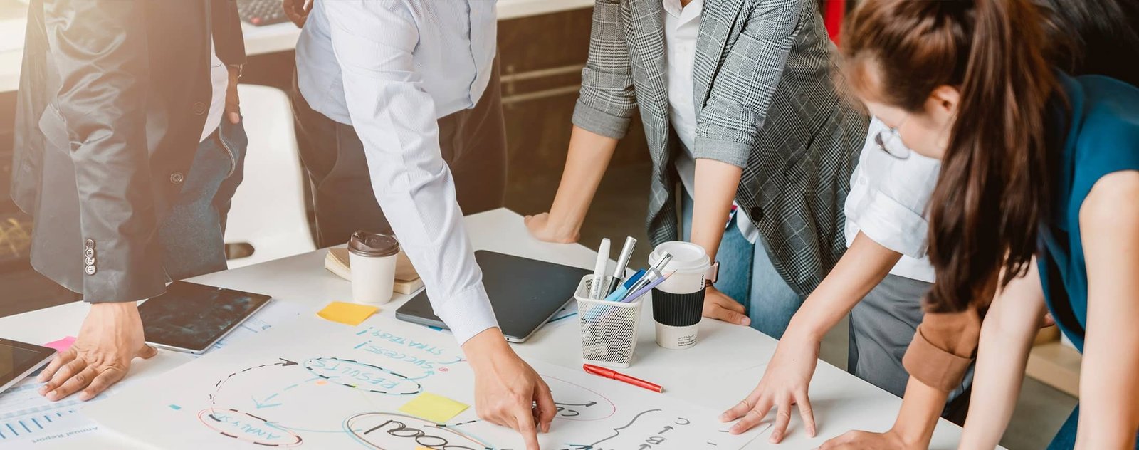 initiative management | business team going over diagram