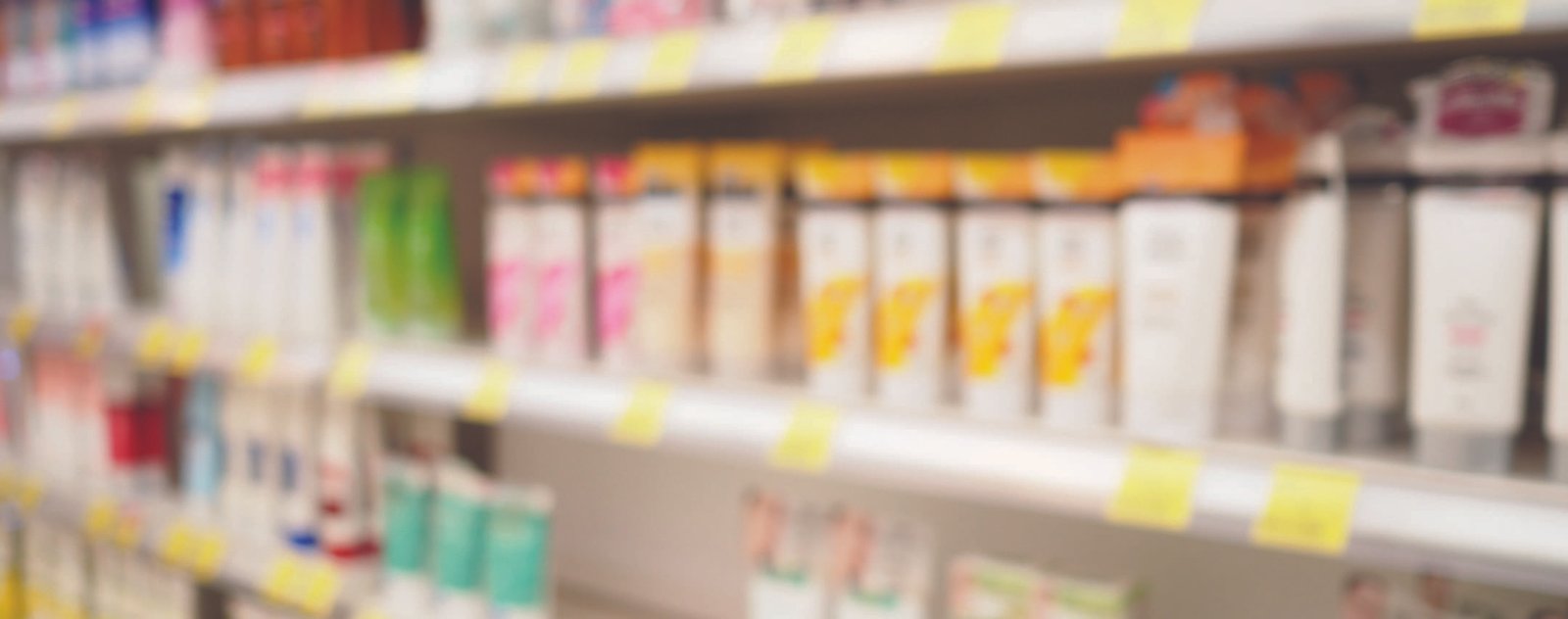 close up of products on a shelf at a store