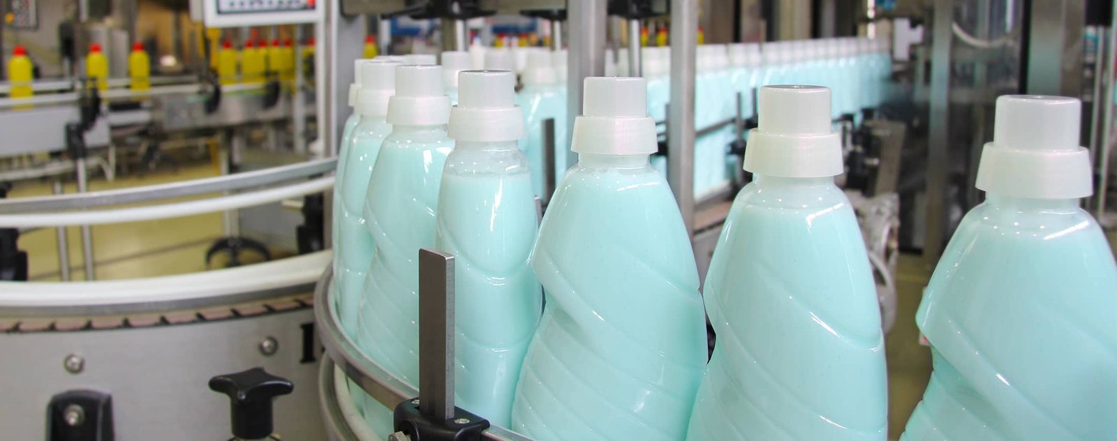 manufacturing equipment downtime | close up of bottles of soap