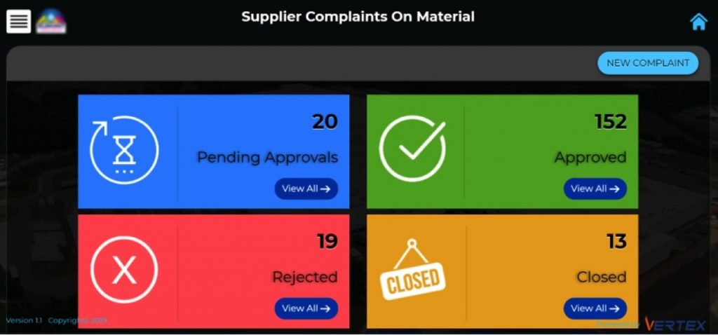 supplier complaints dashboard